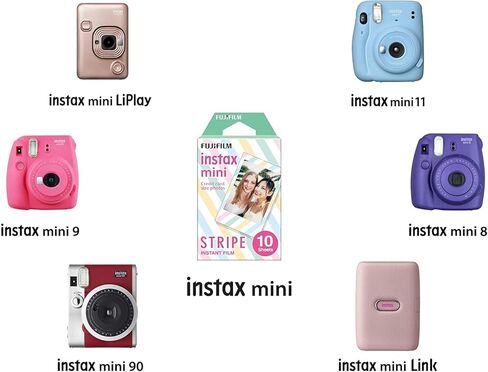 فيلم Fujifilm Instax Mini Stripe الفوري، 4 عبوات من 10 = 40 لقطة حزمة كبيرة in Kuwait