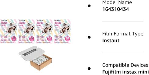 فيلم Fujifilm Instax Mini Stripe الفوري، 4 عبوات من 10 = 40 لقطة حزمة كبيرة in Kuwait