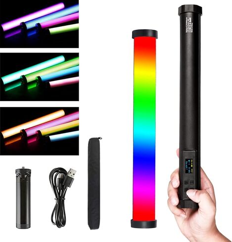 عصا اضاءة فيديو LED محمولة باليد من بيتوبول بقوة 10 واط / 1200 لومن و2500 كلفن - 9900 كلفن/5200mAh/CRI 95+/21 وضع مشهد/اضاءة تصوير فوتوغرافي محمولة قابلة لاعادة الشحن من النوع سي للمدونات والتصوير in Kuwait