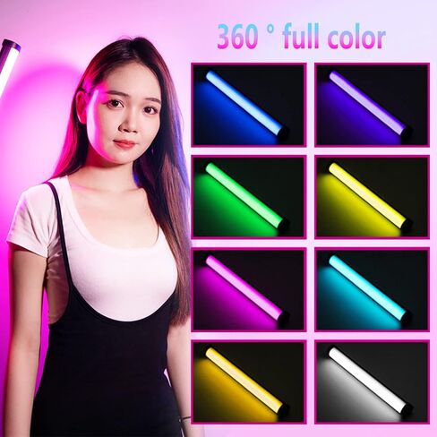 عصا اضاءة فيديو LED محمولة باليد من بيتوبول بقوة 10 واط / 1200 لومن و2500 كلفن - 9900 كلفن/5200mAh/CRI 95+/21 وضع مشهد/اضاءة تصوير فوتوغرافي محمولة قابلة لاعادة الشحن من النوع سي للمدونات والتصوير in Kuwait