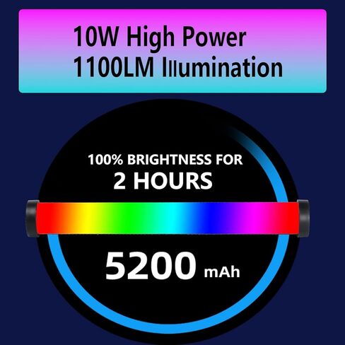 عصا اضاءة فيديو LED محمولة باليد من بيتوبول بقوة 10 واط / 1200 لومن و2500 كلفن - 9900 كلفن/5200mAh/CRI 95+/21 وضع مشهد/اضاءة تصوير فوتوغرافي محمولة قابلة لاعادة الشحن من النوع سي للمدونات والتصوير in Kuwait