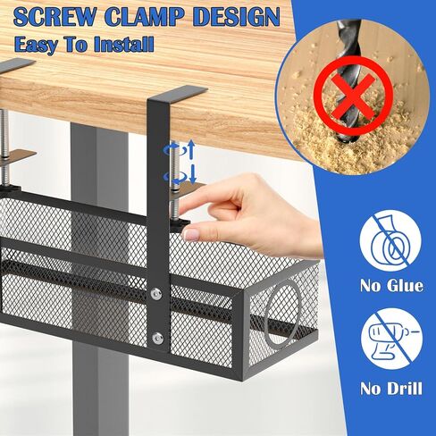 صينية تنظيم الكيبلات اسفل المكتب، منظم اسلاك مطور اسفل المكتب مع 3 خطافات، ادارة اسلاك الطاولة للمكتب والمنزل in Kuwait