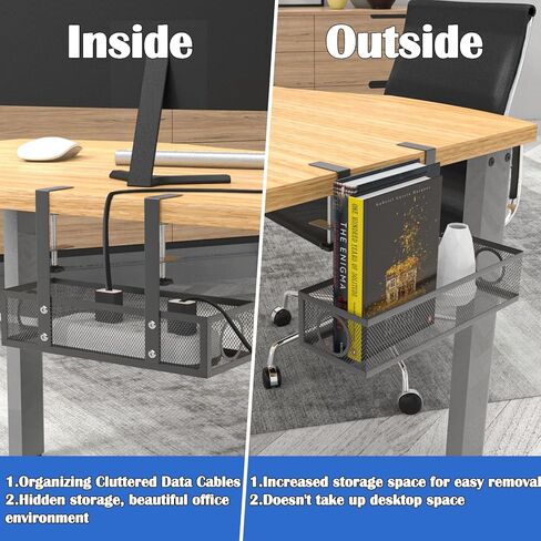 صينية تنظيم الكيبلات اسفل المكتب، منظم اسلاك مطور اسفل المكتب مع 3 خطافات، ادارة اسلاك الطاولة للمكتب والمنزل in Kuwait
