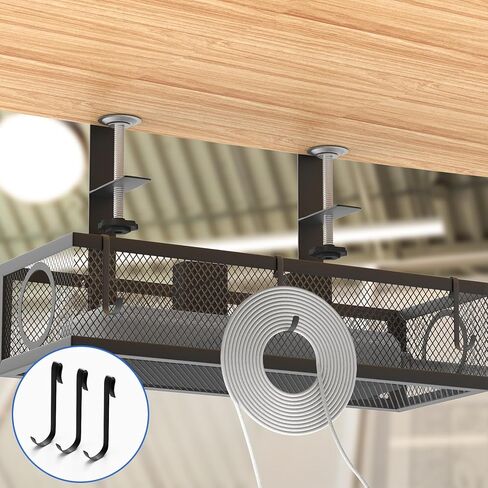 صينية تنظيم الكيبلات اسفل المكتب، منظم اسلاك مطور اسفل المكتب مع 3 خطافات، ادارة اسلاك الطاولة للمكتب والمنزل in Kuwait