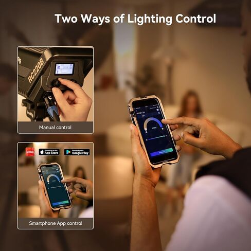 SmallRig RC 220B 2 قطعة 220 وات مصباح فيديو LED ثنائي اللون 2700K-6500K 84500 Lux@1M 96+ CRI 95+، ضوء إخراج مستمر مع 9 تأثيرات إضاءة، لوحة بطارية مثبتة على شكل V، التحكم في التطبيق-4010 in Kuwait