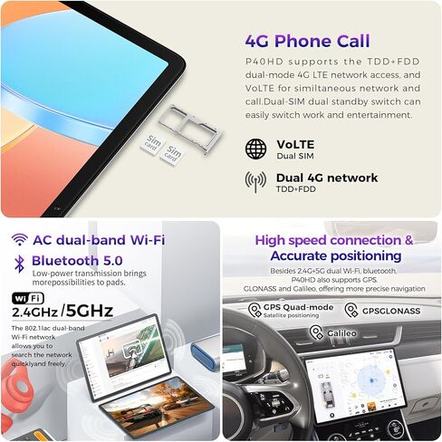 تابلت تيكلاست 10 بوصة أندرويد 12 تابلت، P40HD 12 جيجابايت + 128 جيجابايت، تابلت أندرويد 8 كور مع توسيع 1 تيرابايت، 1920 * 1200 IPS، 2.4G/5G WiFi، بلوتوث، GPS، 6000 مللي أمبير، مكبر صوت كاميرا مزدوجة in Kuwait