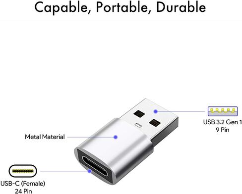USB-C Female to USB 3.0 Male OTG SuperSpeed 5Gbps Adapter 2 Pack, USB Male to USB-C Female Converter in Kuwait