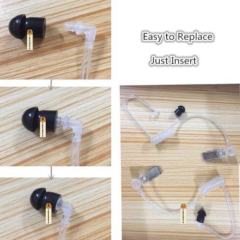 سماعات أذن بديلة من مطاط السيليكون الأسود من Lsgoodcare متوافقة مع Motorola Kenwood Icom Yaesu Baofeng HYT Midland Cobra Radio Surveillance Acoustic Tube Earpiece Headphone، حزمة من 50 in Saudi Arabia