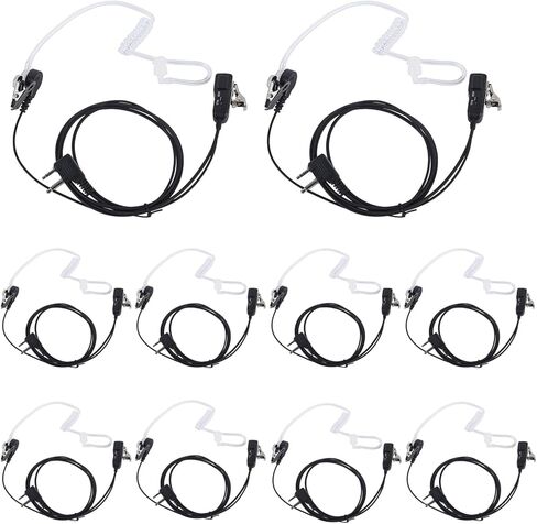 سماعة رأس Rataok AVPH3 للمراقبة Ptt Mic 2 دبوس قطعة أذن أنبوبية صوتية VOX لسماعات Midland Icom Walkie Talkies (10 عبوات، سلكية. أسود) in Kuwait