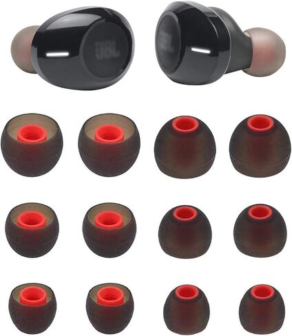 ALXCD Ear Tips Compatible with JBL Tune 125TWS Headphones, 6 Pairs S M L Sizes Replacement Silicone Earbud Tips, Compatible with JBL Tune 125TWS，Black/Red in Kuwait