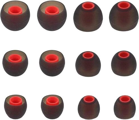 ALXCD Ear Tips Compatible with JBL Tune 125TWS Headphones, 6 Pairs S M L Sizes Replacement Silicone Earbud Tips, Compatible with JBL Tune 125TWS，Black/Red in Kuwait