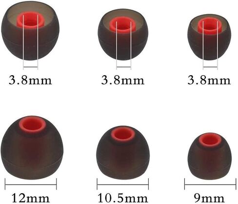 ALXCD Ear Tips Compatible with JBL Tune 125TWS Headphones, 6 Pairs S M L Sizes Replacement Silicone Earbud Tips, Compatible with JBL Tune 125TWS，Black/Red in Kuwait