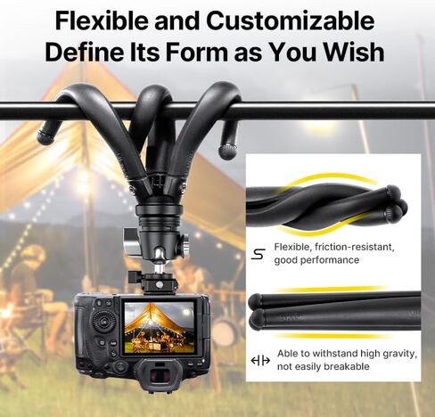 ULANZI MT-68 F38 Quick Release Camera Tripod, Octopus Flexible Tripod for DSLR Camera UP to 3KG/6.6LB Max Load, Compatible with Canon Nikon Sony Cameras in Saudi Arabia