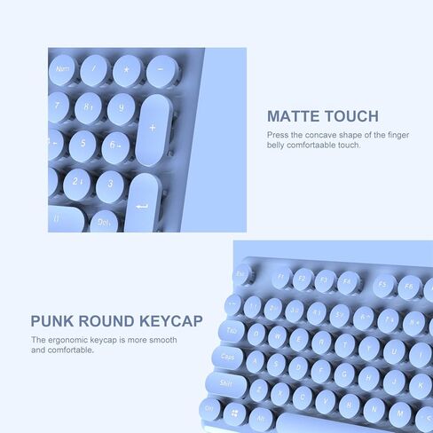 مجموعات ماوس لوحة المفاتيح اللاسلكية، مفاتيح الآلة الكاتبة المرنة، لوحة مفاتيح كاملة الحجم للمكتب، بلوتوث 5.1 و2.4 جيجا أوضاع مزدوجة لاسلكية متوافقة مع الكمبيوتر الشخصي/الكمبيوتر المحمول/Mac (أرجواني-أزرق) in Kuwait