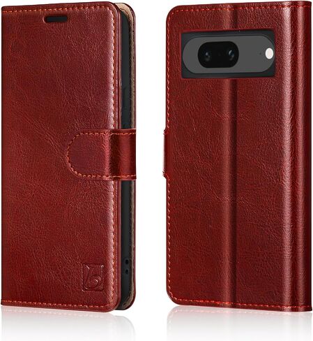 Belemay for Google Pixel 8 Case Wallet-Genuine Leather-RFID Blocking Card Holders-Shockproof TPU Shell, Kickstand, Protective Flip Folding Phone Cover Women Men Compatible with Google Pixel 8-Black in Kuwait