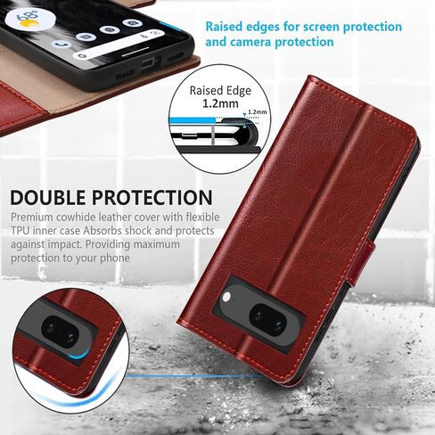 Belemay for Google Pixel 8 Case Wallet-Genuine Leather-RFID Blocking Card Holders-Shockproof TPU Shell, Kickstand, Protective Flip Folding Phone Cover Women Men Compatible with Google Pixel 8-Black in Kuwait