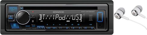 Kenwood Single DIN Bluetooth CD/AM/FM USB Auxiliary Input Car Stereo Receiver w/ Dual Phone Connection, Pandora/Spotify/iHeartRadio, Apple iPhone and Android Control with ALPHASONIK EARBUDS in Saudi Arabia