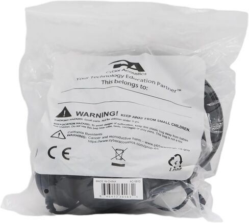 سماعة رأس ستيريو Cyber ​​Acoustics - 20 حزمة - سماعة رأس USB أو 3.5 مم، سماعة أذن وعصابة رأس محسّنة، وحدة تحكم USB، ميكروفون لإلغاء الضوضاء وذراع ميكروفون قابل للتعديل للفصل الدراسي أو المنزل (AC-5812-20) in Kuwait