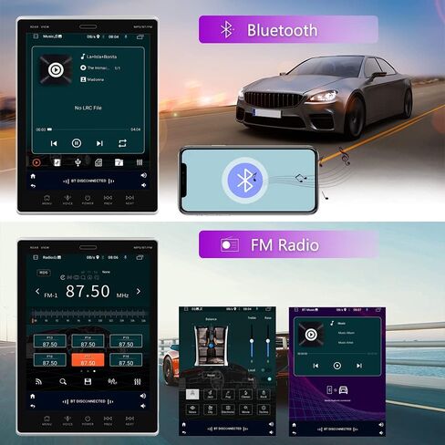 2G+32G Double Din Android Car Radio with GPS Navigation, 9.5 Inch Vertical Touch Screen Car Radio with Mirror Link, WiFi, FM/RDS, Bluetooth, SWC, USB/RCA Input, Car Audio Receiver with Backup Cam in Kuwait