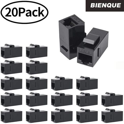Bienque RJ45 Coupler, RJ45 Keystone Jack, Keystone Cat6 Coupler Female to Female (20Pack, Cat6/Cat5/Cat5e Ethernet Coupler Extender)… in Saudi Arabia