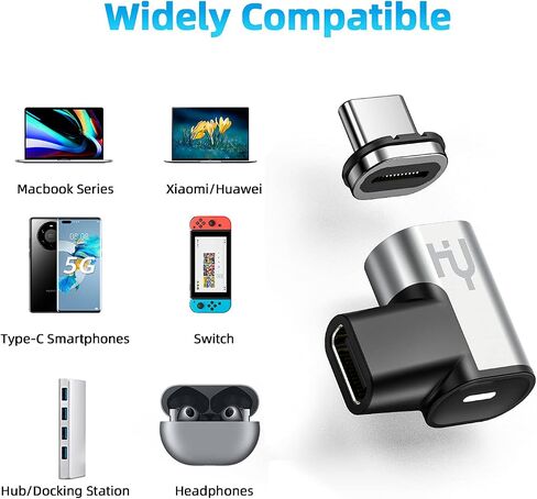 USB C Magnetic Adapter, HAOYU 24Pins Magnetic USB C Support Thunderbolt 3 PD 100W 5A Quick Charge,20Gb/s Data Transfer,4K@60 Hz Video Output Compatible with MacBook Pro/Air（1Pack） in Saudi Arabia