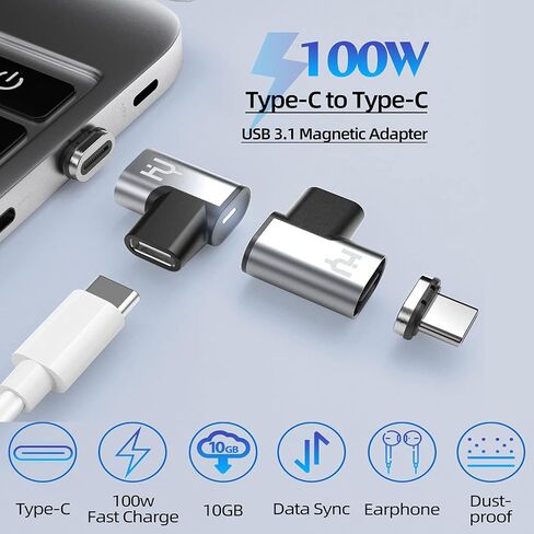 USB C Magnetic Adapter, HAOYU 24Pins Magnetic USB C Support Thunderbolt 3 PD 100W 5A Quick Charge,20Gb/s Data Transfer,4K@60 Hz Video Output Compatible with MacBook Pro/Air（1Pack） in Saudi Arabia