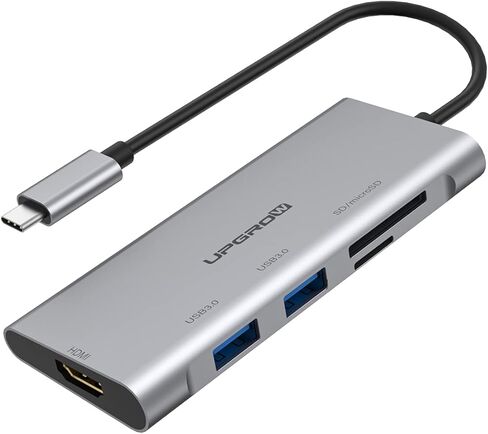 موزع USB C، محول USB C 5 في 1، مع 4K USB C الى HDMI وقارئ بطاقات SD وmicroSD ومنفذي USB 3.0 لماك بوك برو 2020/2019/2018 وايباد برو 2020/2019 وبكسل بوك واكس بي اس وغيرها in Kuwait