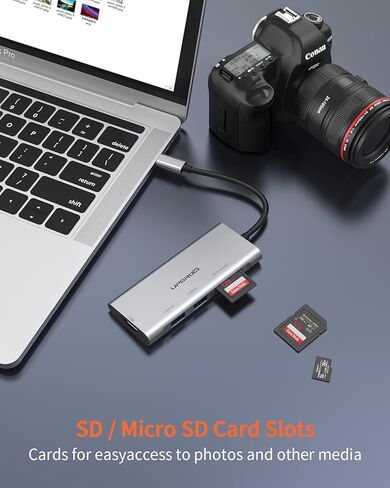 موزع USB C، محول USB C 5 في 1، مع 4K USB C الى HDMI وقارئ بطاقات SD وmicroSD ومنفذي USB 3.0 لماك بوك برو 2020/2019/2018 وايباد برو 2020/2019 وبكسل بوك واكس بي اس وغيرها in Kuwait