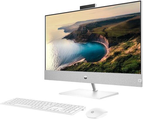 HP Pavilion 27" QHD All-in-One, Intel Core i7-13700T, NVIDIA GeForce RTX 3050, 64GB RAM, 2TB SSD, IR Camera, Wireless KB & Mouse, HDMI, RJ-45, Wi-Fi 6, Windows 11 Home, Silver in Kuwait