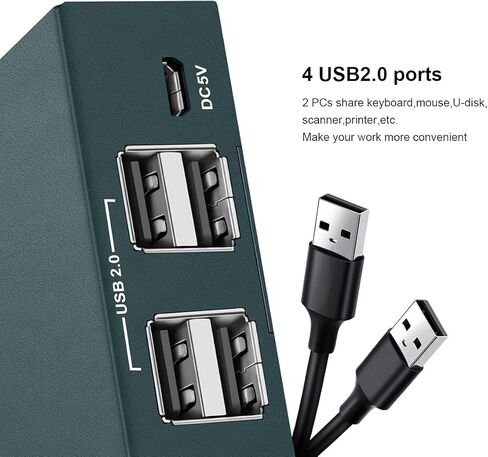 منفذ KVM Switch HDMI 2، دقة UHD 4K@60 هرتز YUV4:4:4 متوافق مع الأسفل، 4 USB2.0، يدعم الطابعات وأجهزة USB الأخرى، مفتاح واحد للتبديل، مع جميع الكابلات المطلوبة... (2X1 4k@60 هرتز) in Kuwait