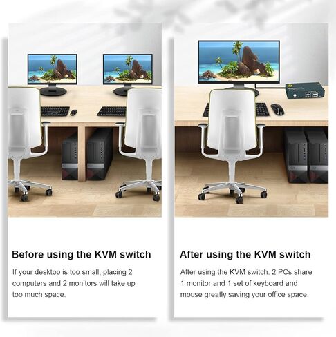 منفذ KVM Switch HDMI 2، دقة UHD 4K@60 هرتز YUV4:4:4 متوافق مع الأسفل، 4 USB2.0، يدعم الطابعات وأجهزة USB الأخرى، مفتاح واحد للتبديل، مع جميع الكابلات المطلوبة... (2X1 4k@60 هرتز) in Kuwait