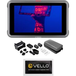 مجموعة شاشة تسجيل خام Atomos Ninja V+ 5 بوصة 8K HDMI H.265 مع مجموعة ملحقات لشاشات Shinobi SDI وNinja V ومناديل تنظيف الشاشة المضادة للكهرباء الساكنة in Saudi Arabia