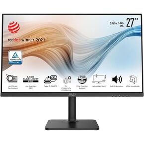 MSI Modern MD272PW, 27" Monitor, 1920 x 1080 (FHD), IPS, 75Hz, TUV Certified Eyesight Protection, 5ms, HDMI, Displayport, USB C, Tilt, Swivel, Height Adjustable, Pivot,White