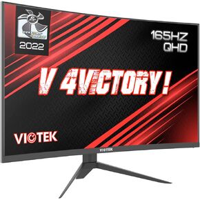 Viotek GNV32DBE 32-Inch Curved Gaming Monitor | 2560x1440p QHD | 165Hz | 120% sRGB | FreeSync/G-Sync | 2X DP, 1x HDMI 2.0 | 3 Years Zero Dead Pixels
