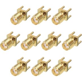 MECCANIXITY 10pcs SMA Female PCB RF Coaxial Adapter 50 Ohm Gold Plated for PCB Antenna, Ground Transmission System in Kuwait