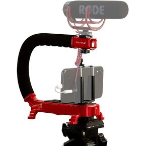 مقبض كاميرا تثبيت كام كادي سكوربيون Jr لكاميرات الحركة DSLR وجو برو - مقبض احترافي محمول على شكل U/C مع حامل حذاء مدمج للميكروفون أو ضوء فيديو LED - مدمجة in Kuwait