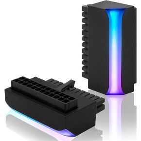 EZDIY-FAB ATX 24 دبوس 90 درجة محول موصل الطاقة 5 فولت 3 دبوس ARGB قوس قزح أنثى إلى ذكر محول الطاقة للكمبيوتر اللوحة الأم ATX مزود الطاقة - أبيض - 1 حزمة in Saudi Arabia