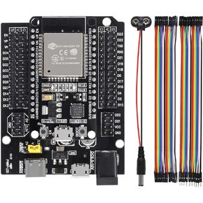 ESP32-WROOM-32 ESP32 ESP-32S لوحة تطوير 30Pins CP2102 2.4 جيجا هرتز WiFi Bluetooth ثنائي النواة لـ Arduino DOIT، مع لوحة توسيع USB GPIO من النوع C + كابل طاقة بطارية 9 فولت + سلك توصيل in Kuwait