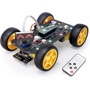 طقم سيارة FREENOVE 4WD لـ Raspberry Pi Pico (مضمن) (متوافق مع Arduino IDE)، تعبيرات Dot Matrix، تجنب العوائق، تتبع الخط، تتبع الضوء، ضوء ملون، جهاز تحكم عن بعد in Kuwait