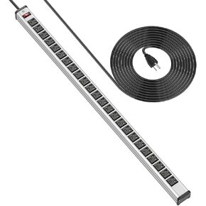BTU Long Heavy Duty Power Strip 24 Outlet Large Metal Power Strips Garage Workshop Commercial Industrial Power Strips with Circuit Breaker.10FT Cord 15A 125V 1875W (Black) in Kuwait