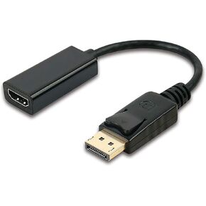 محول دي بي ذكر الى HDMI انثى من ديسبلاي بورت، JR جويريب 4 كيه مطلي بالذهب ثلاثي الابعاد 25 سم / 0.8 قدم منفذ عرض دي بي الى كيبل HDMI ذكر الى انثى (اسود) in Kuwait