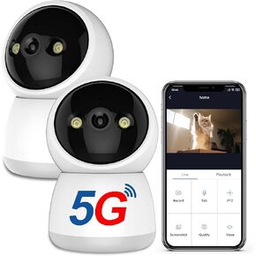 GuFamily Indoor Pet Camera 2K HD Home Security Camera with Night Vision, 2.4GHZ & 5GHz WiFi Camera Motion Detection & Tracking for Dog Cat Camera with APP, 2 Way Audio Camera