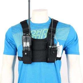 Abbree Front Pack Pouch Holster Vest Rig Radio Chest Harness Chest Bag Carry Case for Baofeng Two Way Radio Walkie Talkie UV-5R BF-F8HP UV-82 TYT Motorola Midland (Black) in Kuwait