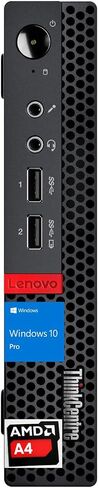 Lenovo ThinkCentre Business Mini Desktop, AMD-Dual Core Processor, 4GB RAM, 256GB SSD, Display Ports, RJ45, Wired Mouse, No Wi-Fi, Windows 10 Pro, Black in Saudi Arabia