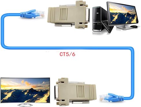 Jienk 4 قطع VGA موسع عبر محول إيثرنت، VGA ذكر/أنثى 15Pin 3Row إلى RJ45 أنثى موسع نقل عبر CAT5 CAT6 موصل كابل الشبكة in Saudi Arabia