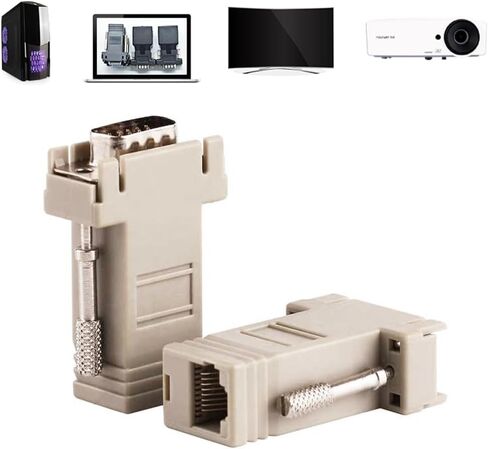 Jienk 4 قطع VGA موسع عبر محول إيثرنت، VGA ذكر/أنثى 15Pin 3Row إلى RJ45 أنثى موسع نقل عبر CAT5 CAT6 موصل كابل الشبكة in Saudi Arabia
