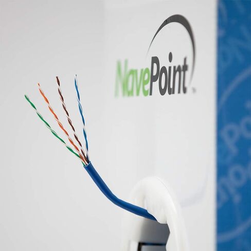 NavePoint Cat5e Plenum (CMP)، 1000 قدم، أزرق، كابل إيثرنت نحاسي عاري صلب، 350 ميجاهرتز، 24AWG 4 أزواج، زوج ملتوي غير محمي (UTP) in Saudi Arabia