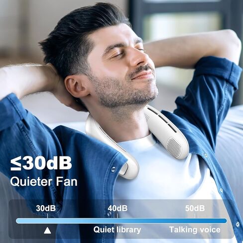 GROTTES Portable Neck Fan, 6000mAh USB Rechargeable Hands Free Portable Fan, 3 Speeds Operated Bladeless Fan, 360° Cooling Wearable Personal Fan, Cooling Neck Fan for Outdoor, Camping, Office in Kuwait