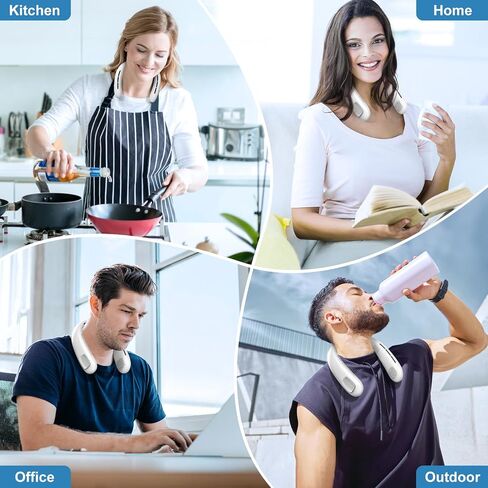 GROTTES Portable Neck Fan, 6000mAh USB Rechargeable Hands Free Portable Fan, 3 Speeds Operated Bladeless Fan, 360° Cooling Wearable Personal Fan, Cooling Neck Fan for Outdoor, Camping, Office in Kuwait