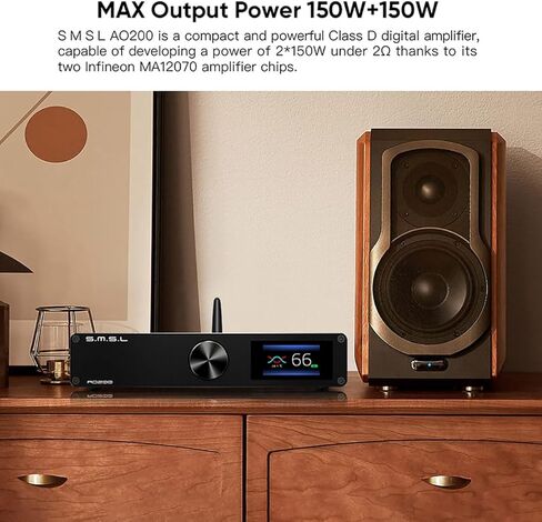 SMSL AO200 مضخم الطاقة الرقمي MA12070×2 رقاقة 150 وات × 150 وات USB/XLR/RCA مدخل 2 قناة HiFi سطح المكتب مع جهاز تحكم عن بعد لمضخم الصوت/مكبر الصوت السلبي in Kuwait
